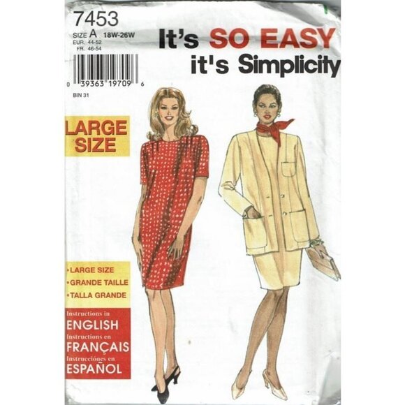 Simplicity Other - Simplicity Sewing Pattern 7453 Dress Jacket Misses Size 18W-26W